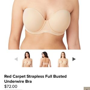 Wacoal Red Carpet Strapless Bra Size 40F (DDD)